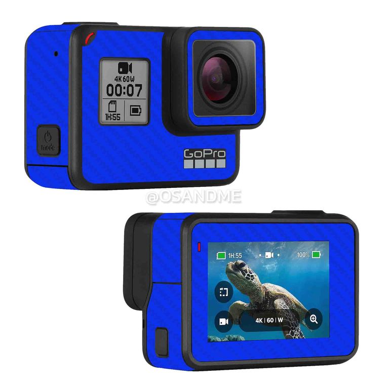 Skin Gopro Hero 7 black Tipo fibra de carbono Azul antirayones ...