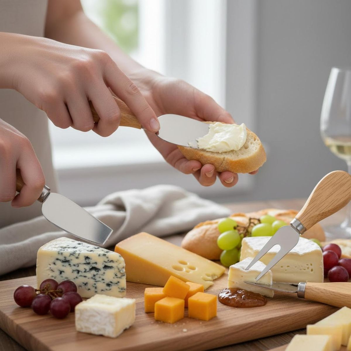 ICHIMATSU - Juego de Utensilios para Queso con Mango de Madera 6 Piezas- ichimatsu