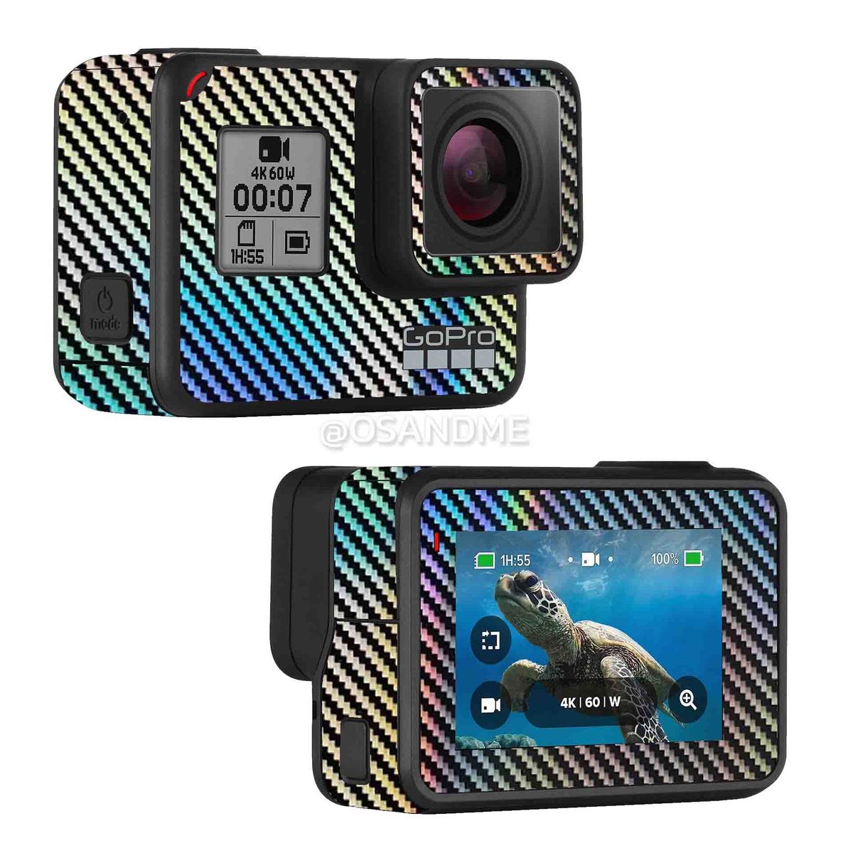GENERICO - Skin Gopro Hero 7 black Tipo fibra de carbono camaleon antirayones