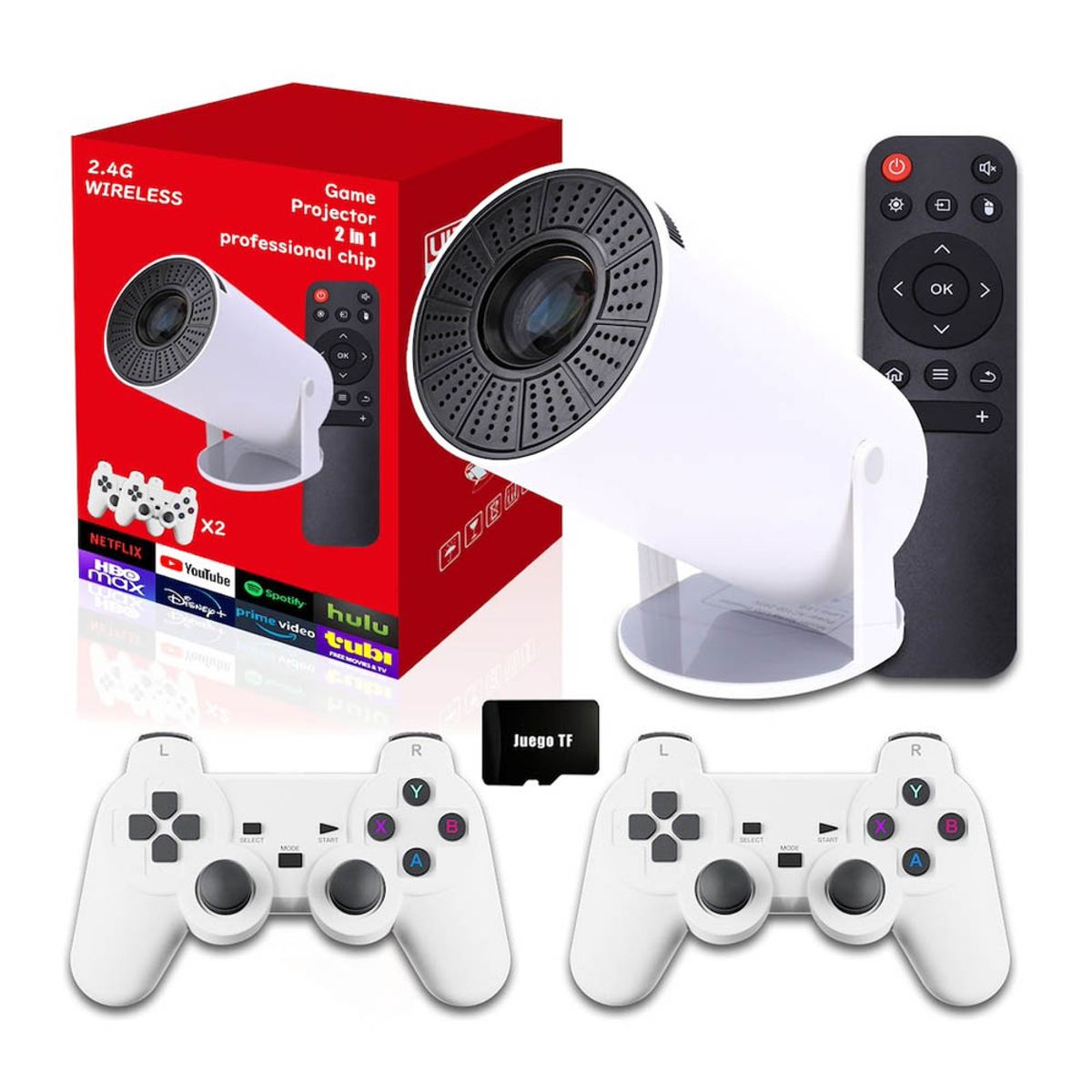 GENERICO - Proyector Portátil HY300 Max Android 20,000 Juegos con Mandos Inalámbricos