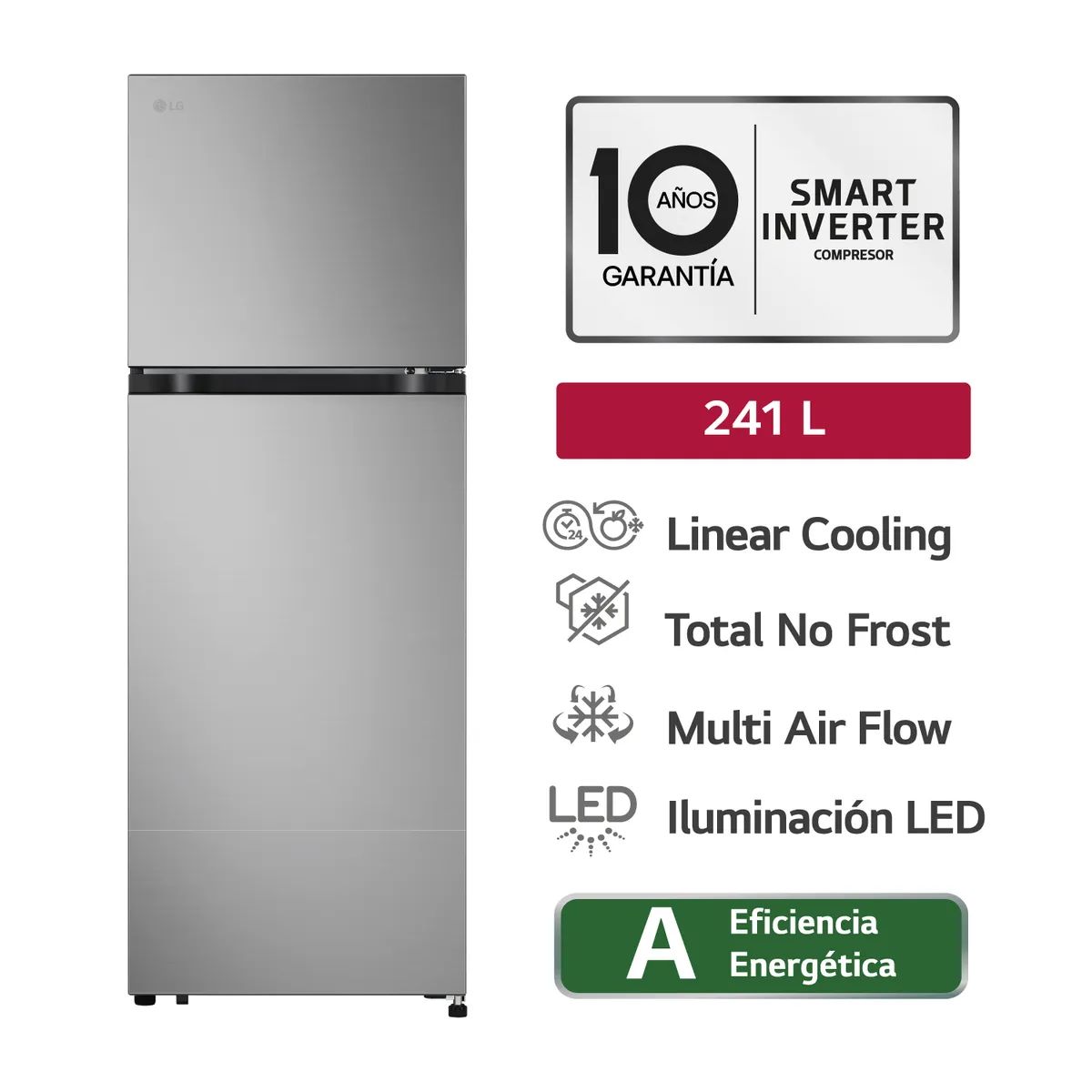LG - Refrigeradora Lg Vt24bpy Top Freezer 241 litros No Frost Plata