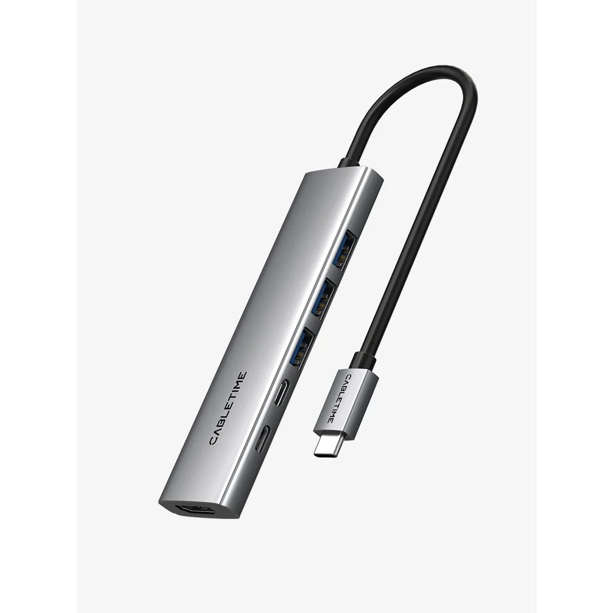 CABLETIME - Hub 6 in 1 USB-C con HDMI y PD 100W USB-A para MacBook Windows HB01G - CT-HBP1-AG6