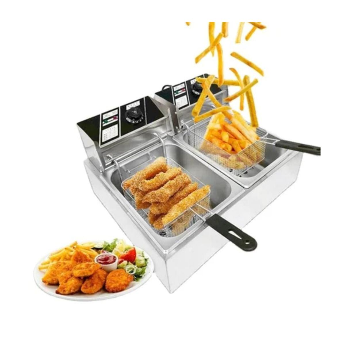 GENERICO - FREIDORA ELÉCTRICA AUTOMÁTICA DE DOS COMPARTIMIENTO