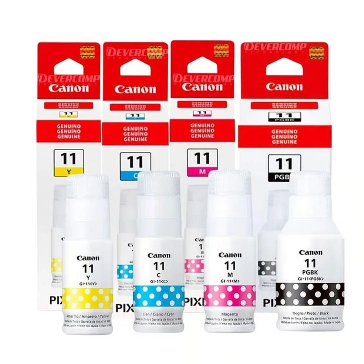 CANON - Canon GL-11 Original – Pack 4 Tintas (Negro, Cian, Magenta y Amarillo) Alta Calidad y Rendimiento