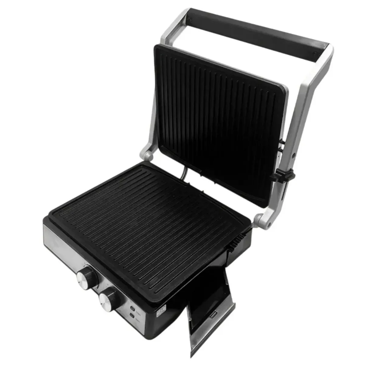 FINEZZA - Parrilla Eléctrica Antiadherente 2000W FZ-836SG con Tapa de Acero