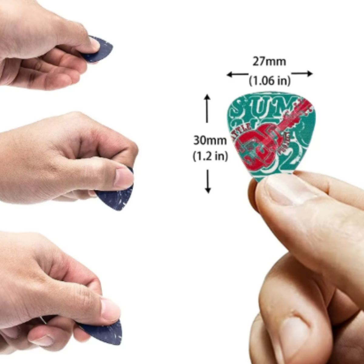 GENERICO - Set 6 Puas con Diseño para Guitarra con Caja Metalica 0.71mm