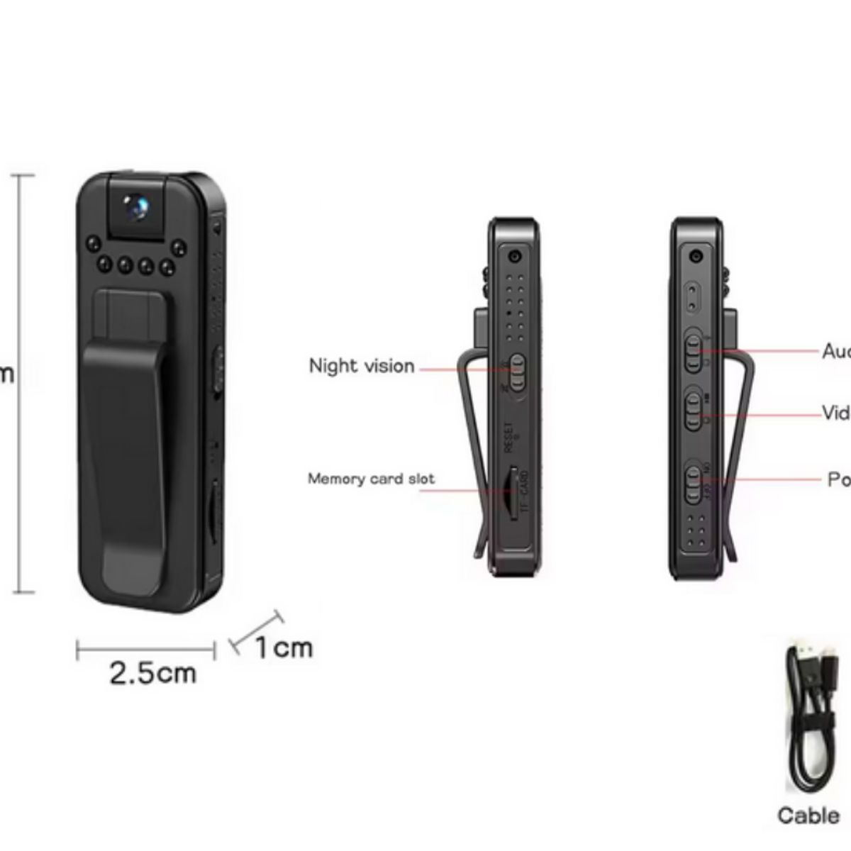 GENERICO - Mini cámara HD portatil con detección de movimiento