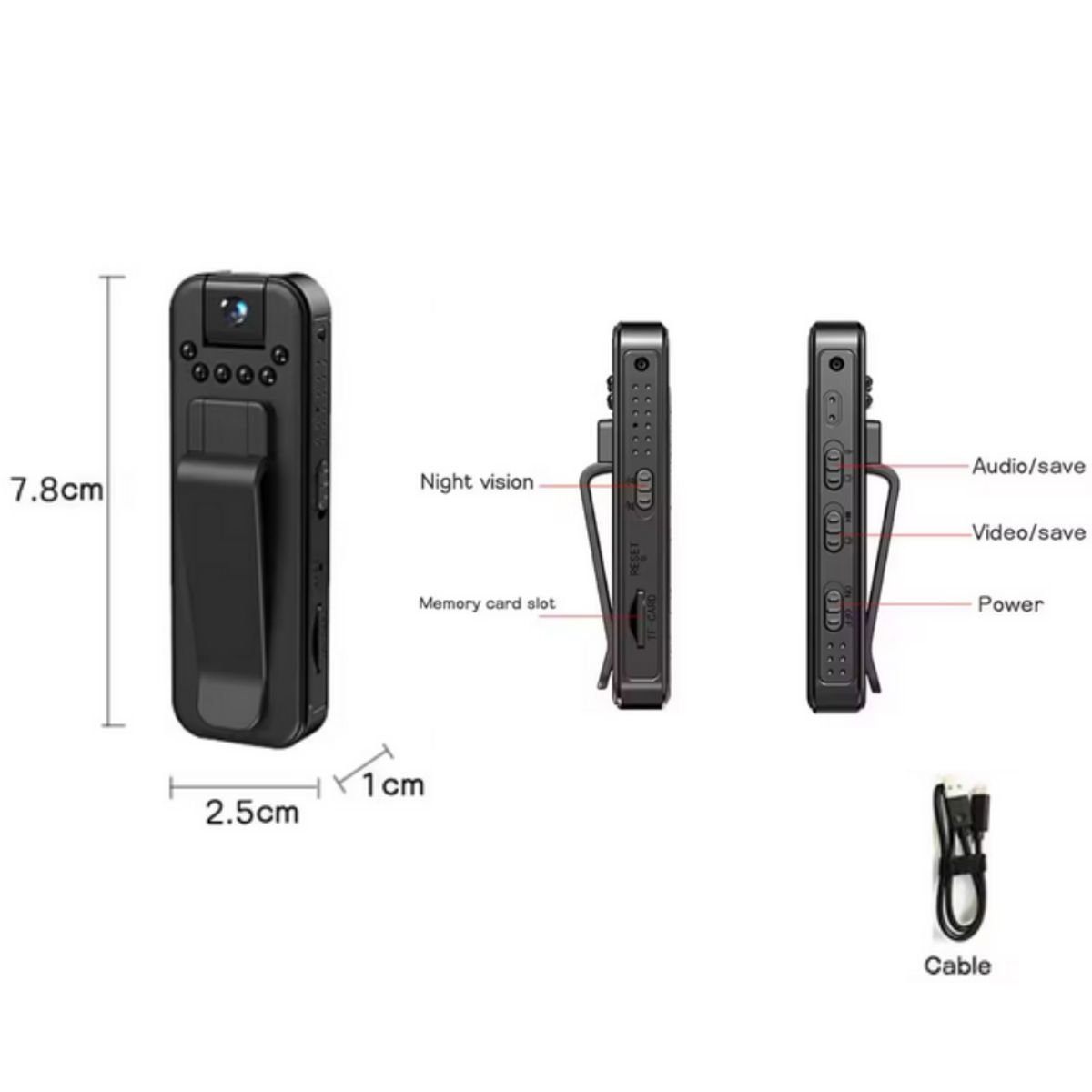 GENERICO - Mini cámara HD portatil con detección de movimiento