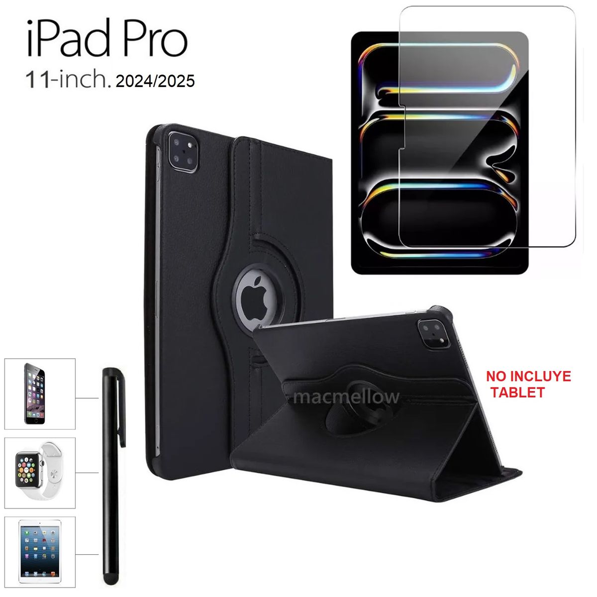 GENERICO - Funda + Mica + Lapiz para iPad Pro 11 M4 M5 A2836 A2837 A3357 A3358