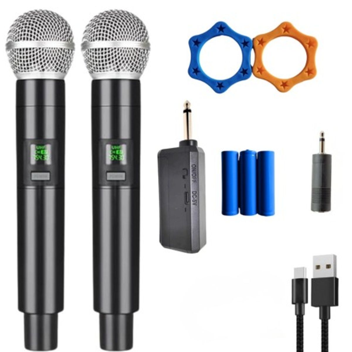 GENERICO - Micrófono Inalámbricos Recargables Dobles Karaoke Wireless KMS-901MC