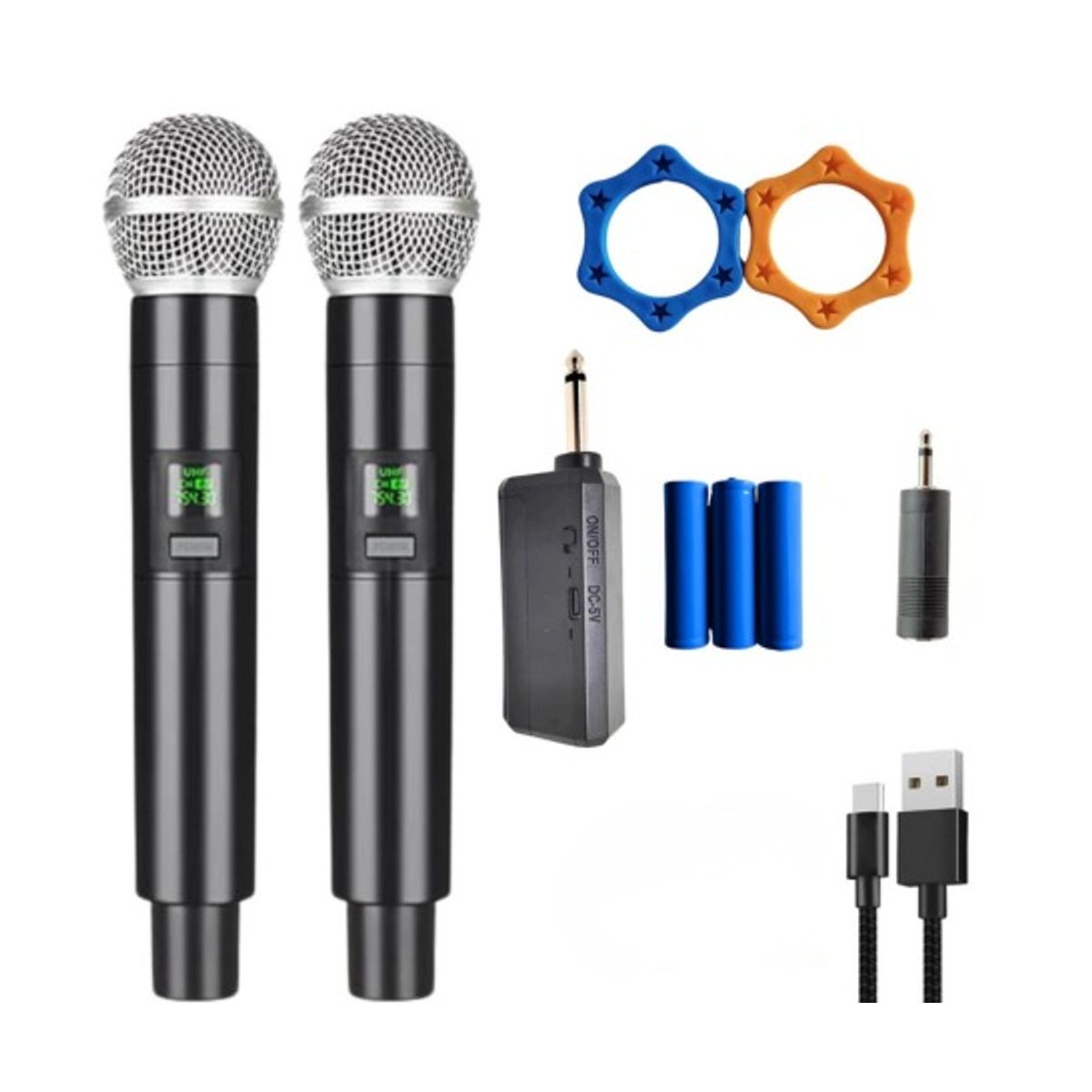 GENERICO - Micrófono Inalámbricos Recargables Dobles Karaoke Wireless KMS-901MC