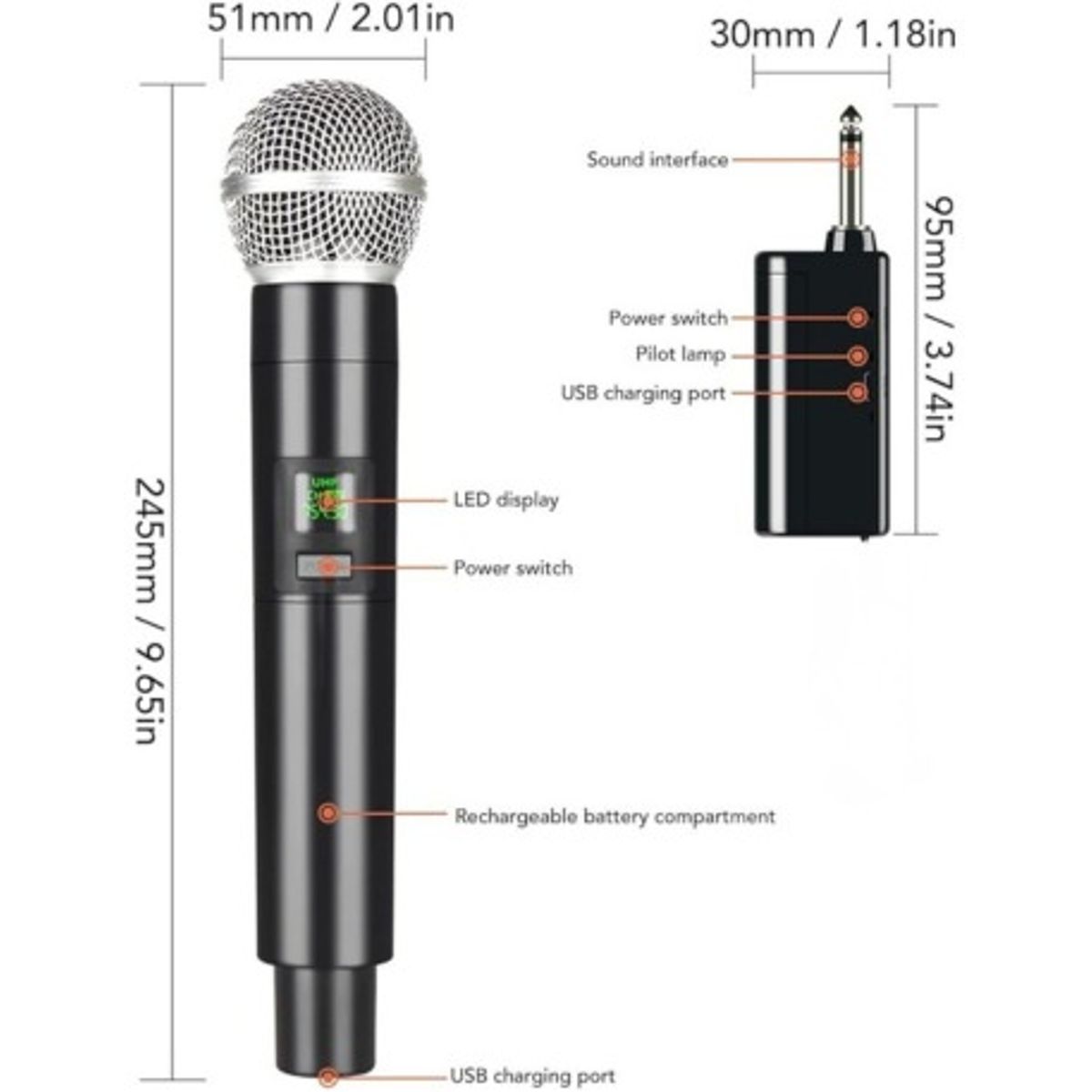 GENERICO - Micrófono Inalámbricos Recargables Dobles Karaoke Wireless KMS-901MC
