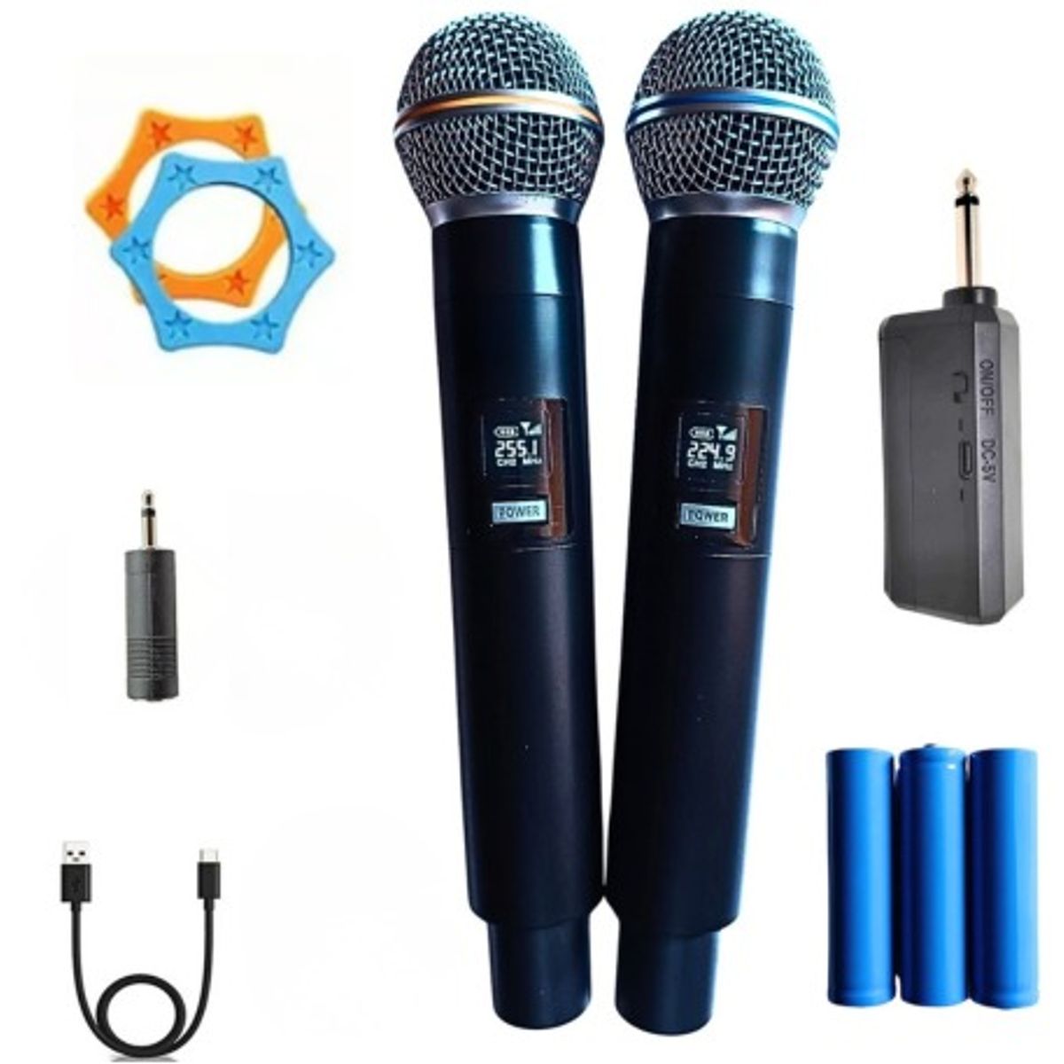 SEISA - Micrófono Inalámbricos Recargables Dobles Karaoke Wireless KMS-901MC