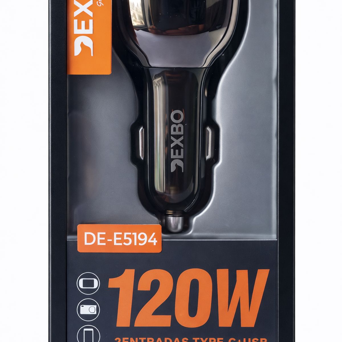 GENERICO - Cargador de Carro carga rápida de vehículo -120W USB + Type-C PD Modelo DE-E5194