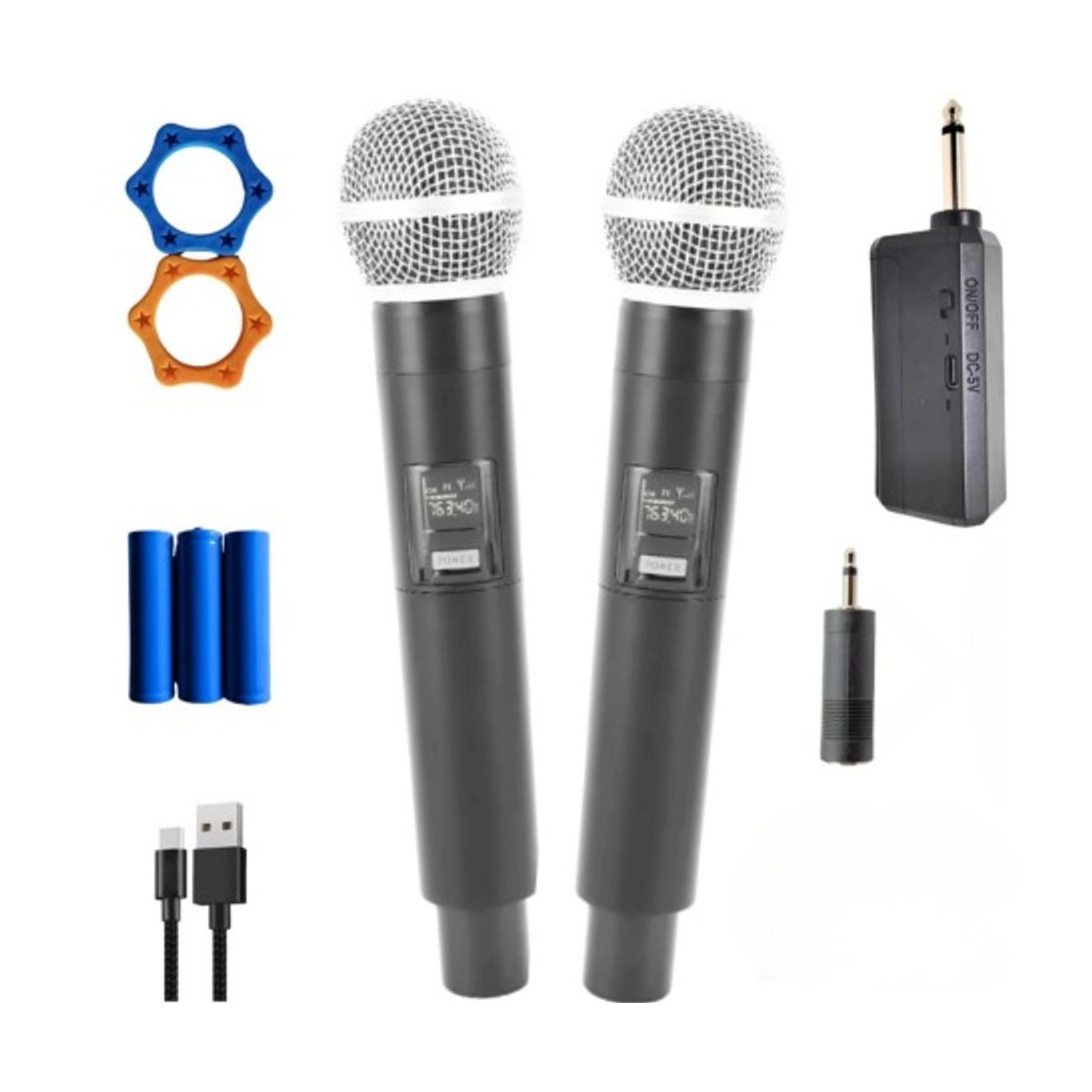 GENERICO - Micrófono Inalámbricos Recargables Dobles Karaoke Wireless KMS-901MC