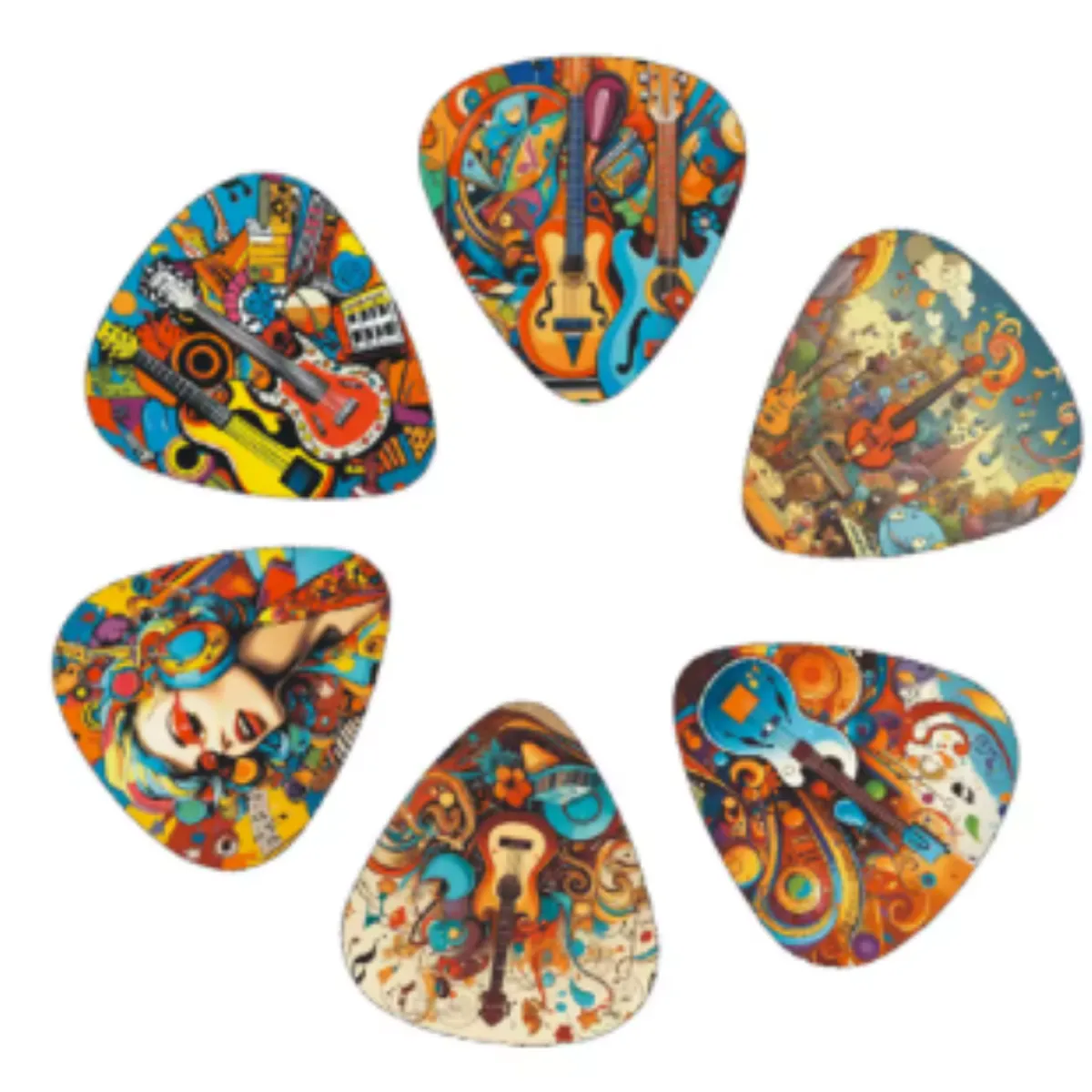 GENERICO - Set 12 Puas para Guitarra Electrica o Acustica con Diseño 0.71mm