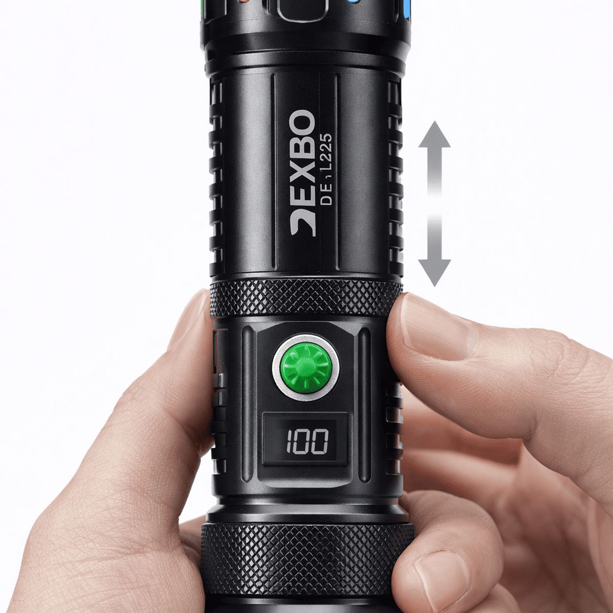 GENERICO - Linterna Táctica con Zoom DEXBO 60W Recargable Type-C Zoom Modelo DE-L825