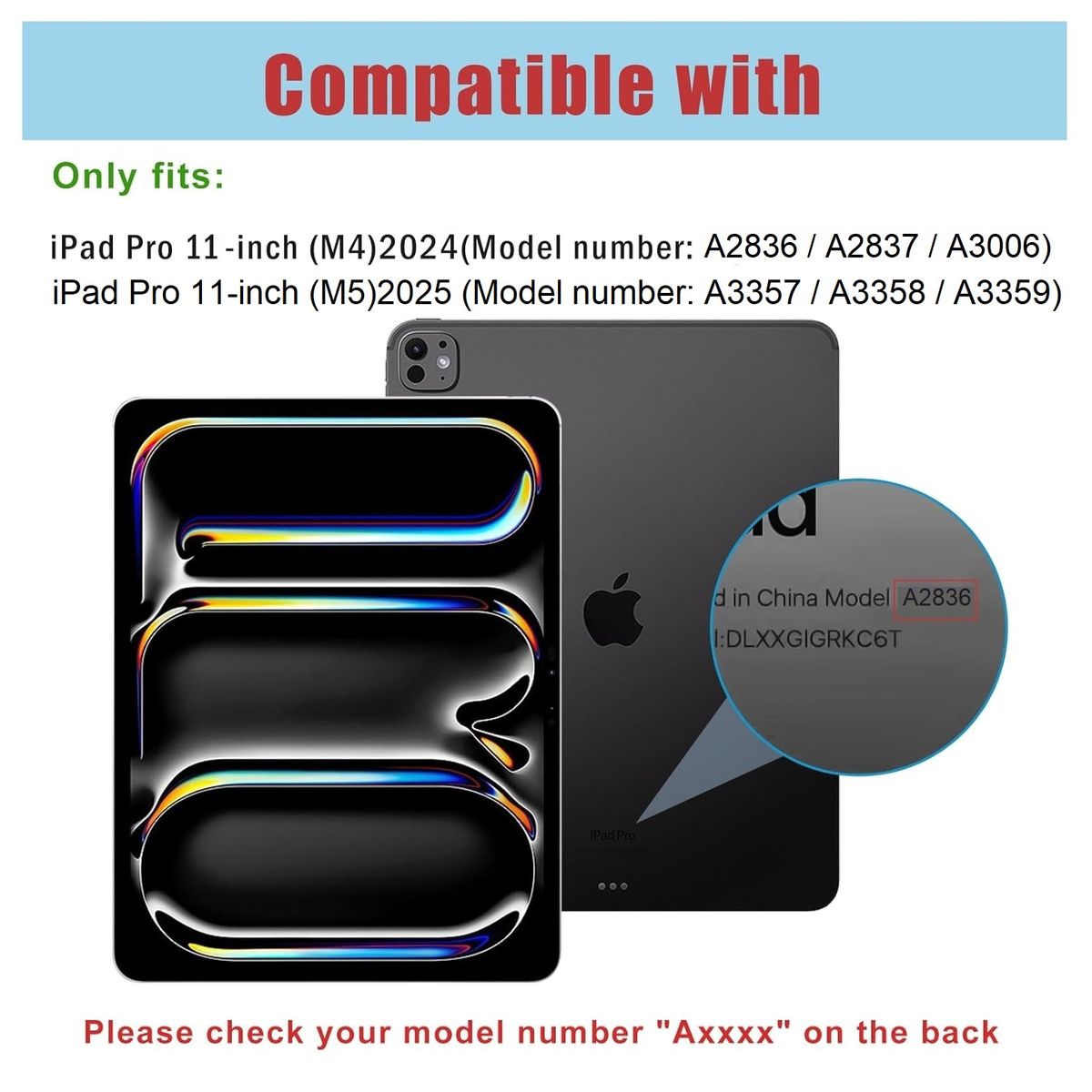 GENERICO - Funda para iPad Pro 11 M4 M5 A2836 A2837 A3357 A3358 Case Cover Folio