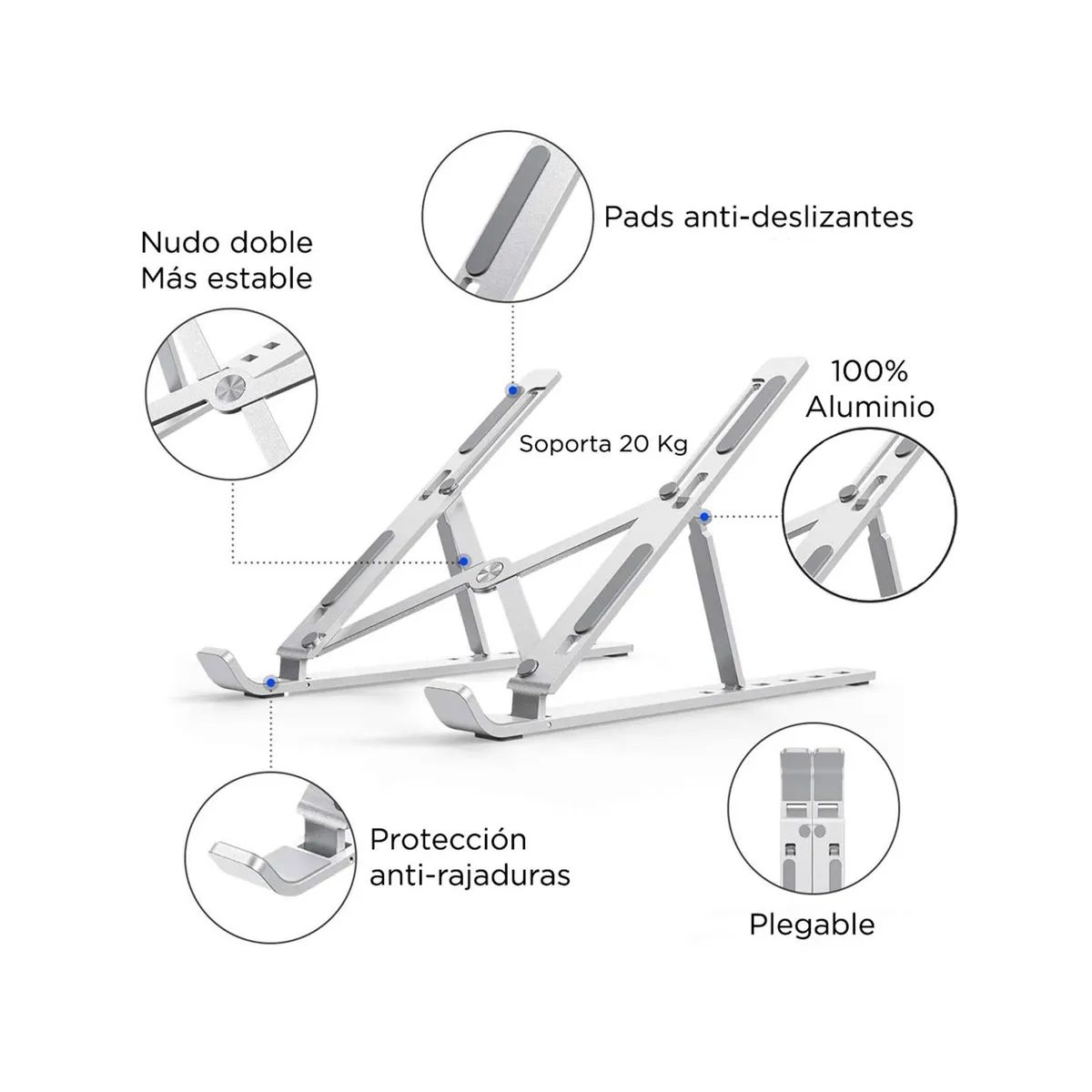 GENERICO - Soporte Aluminio Plegable Laptop Premium Portatil Color Aleatorio