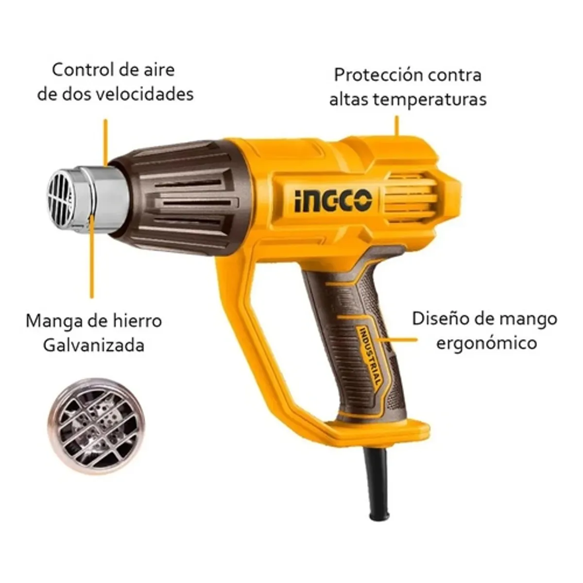 INGCO TOOLS - Pistola de Calor Ingco 2000W con Accesorios HG200078