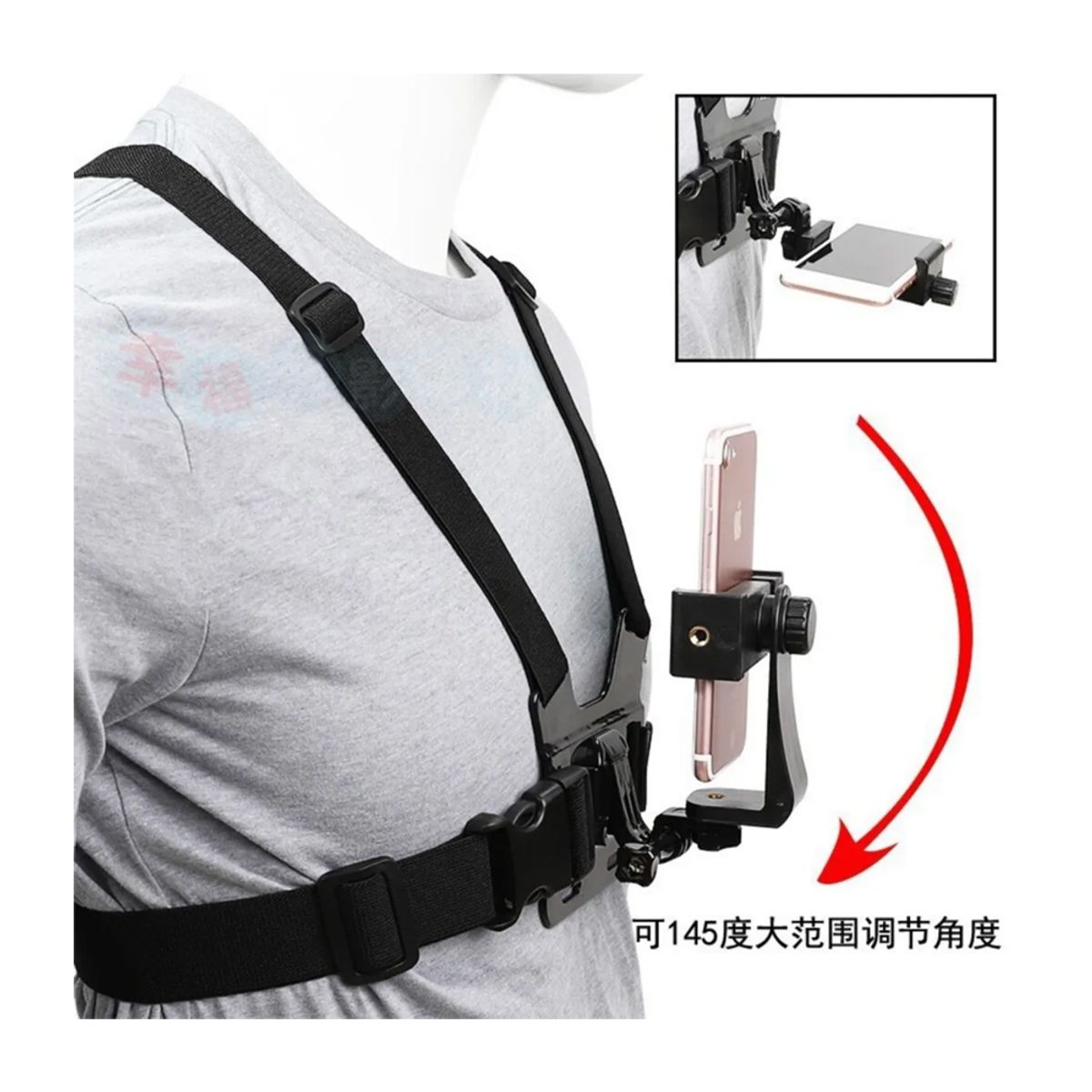 GENERICO - Pechera con Holder Soporte para Celular Cámara Go Pro para Motorizados o Deportes