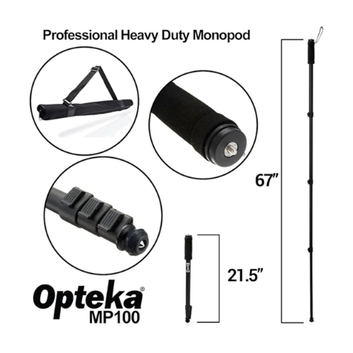 GENERICO - Monopod Opteka Mp100 170cm + Bolso Nuevo-caja - Negro