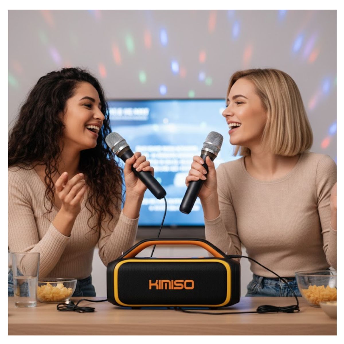 GENERICO - PARLANTE KIMISO PORTÁTIL KMS- 809 DOS MICROFONOS INALÁMBRICO VOLUMEN ALTA POTENCIA