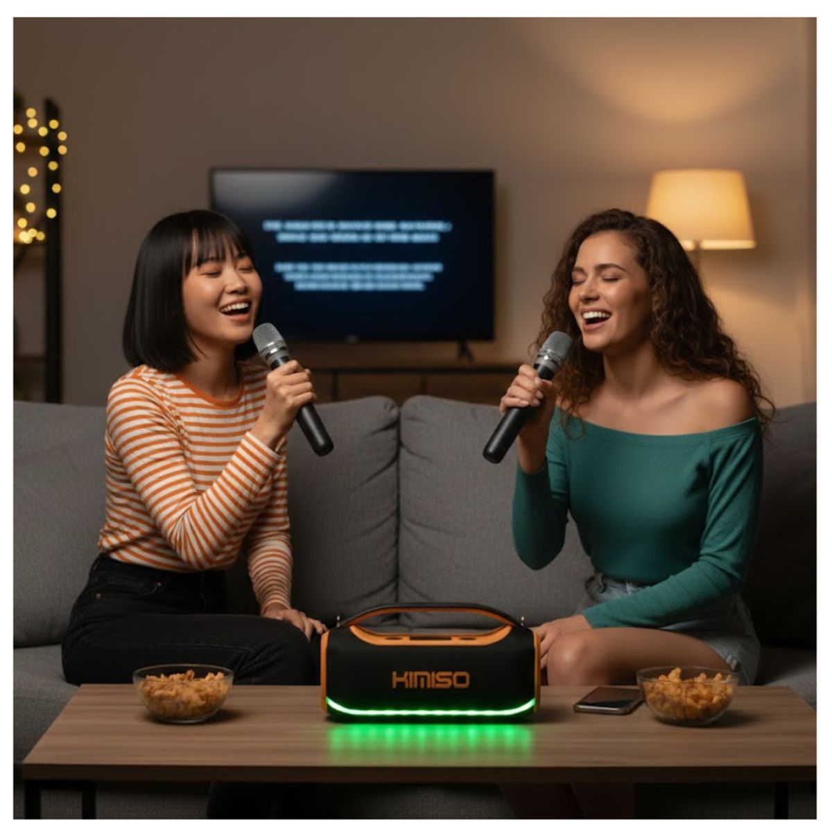 GENERICO - PARLANTE KIMISO PORTÁTIL KMS- 807 DOS MICROFONOS INALÁMBRICO VOLUMEN ALTA POTENCIA