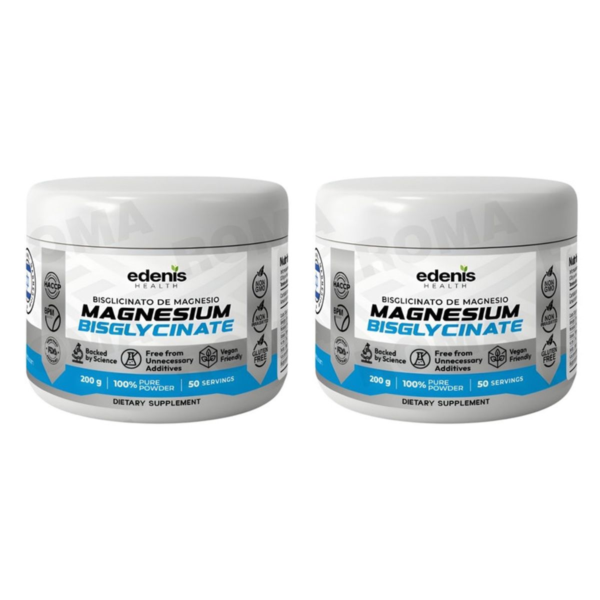 EDENIS HEALTH - PACK 2 BISGLICINATO DE MAGNESIO 200G EN POLVO EDENIS HEALTH
