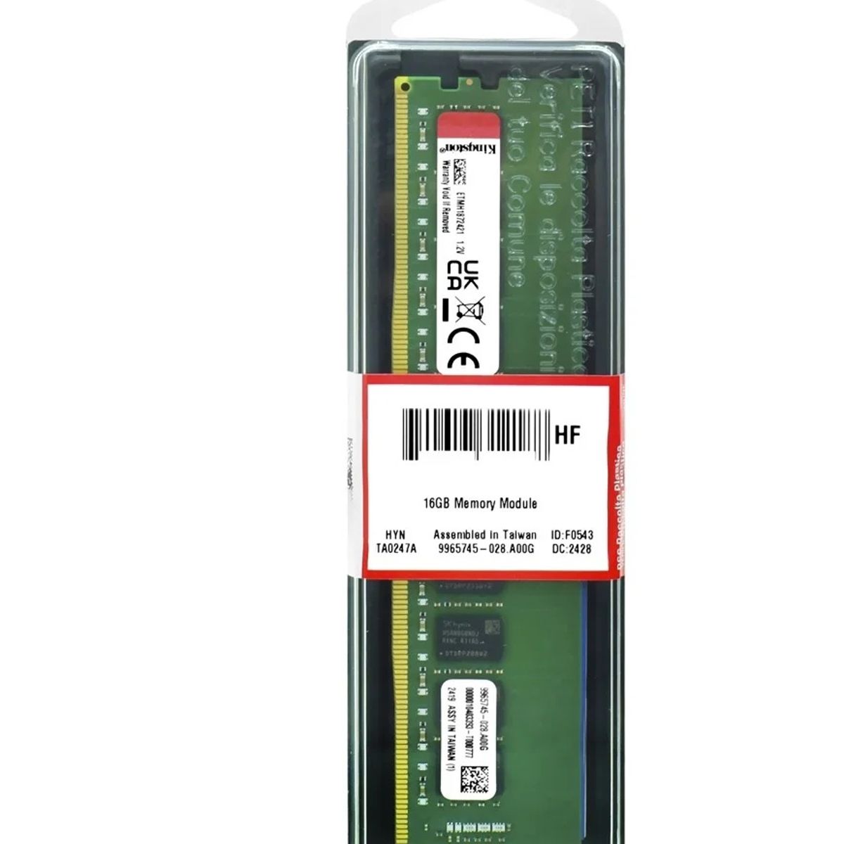 KINGSTON - MEMORIA RAM 16GB KINGSTON DDR5 5600MHZ PARA PC