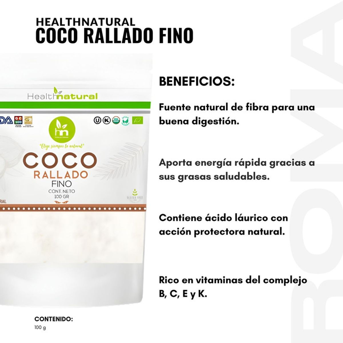 HEALTHNATURAL - PACK 3 COCO RALLADO FINO 100G HEALTHNATURAL