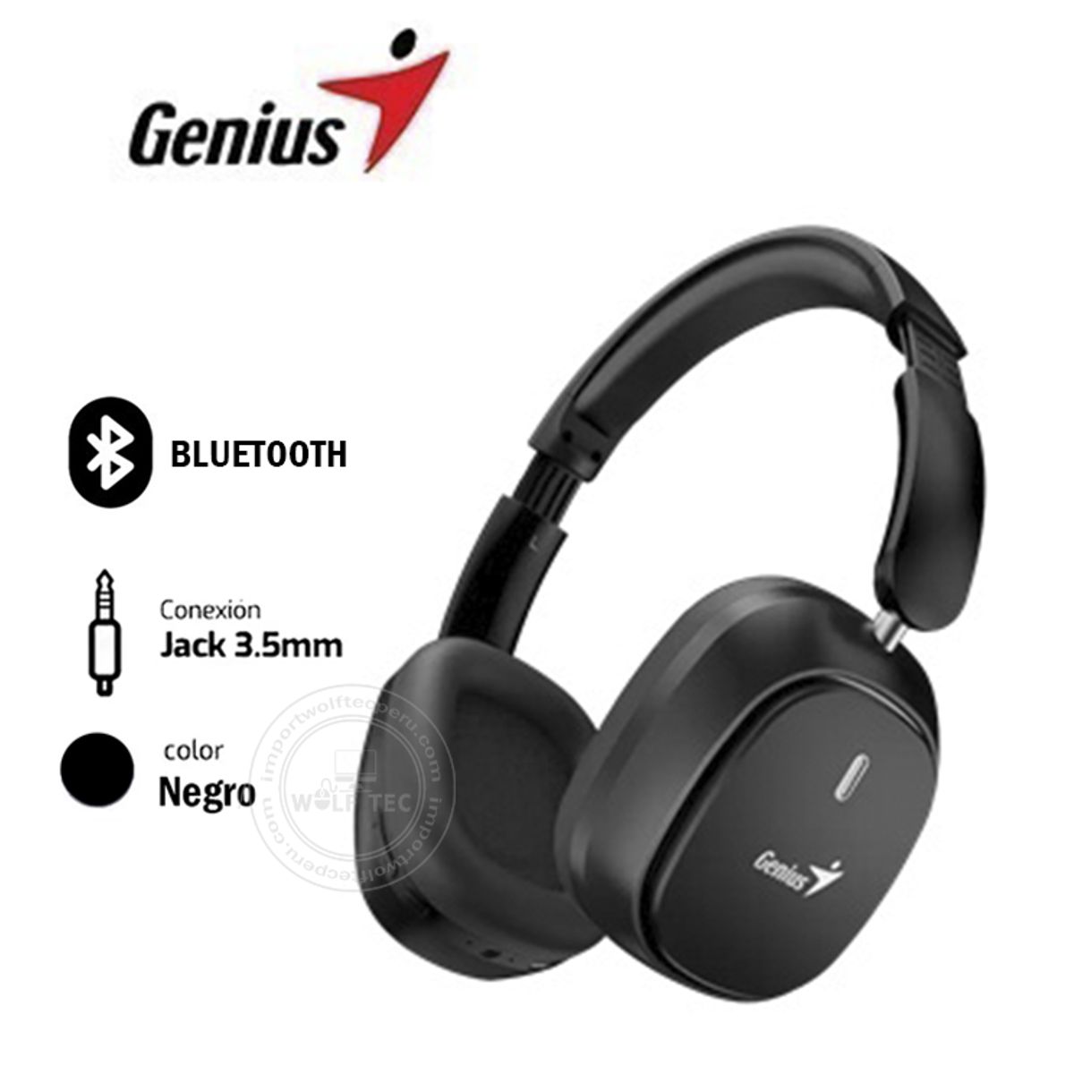 GENIUS - Audifono Con Microfono Genius HS-820BT BT35MM 40MM 22H Plegable Negro
