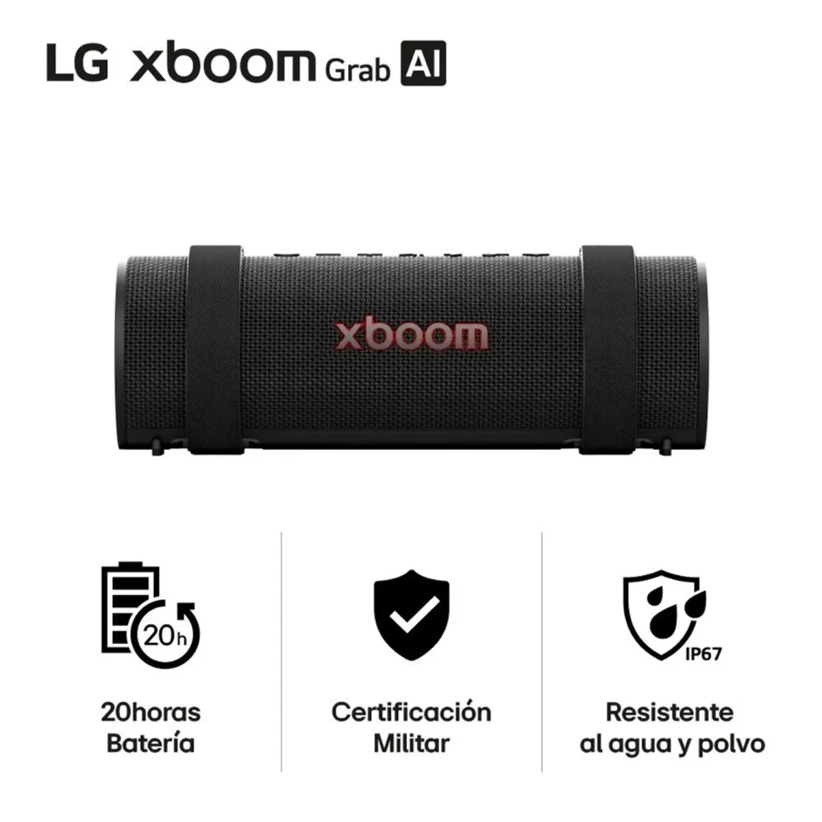 LG - Parlante Bluetooth LG XBOOM Grab 30W Certifición Militar Ip67 - Negro