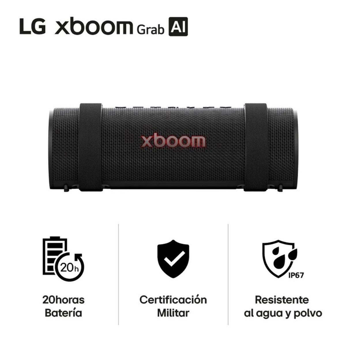 LG - Parlante Bluetooth LG XBOOM Grab 30W Certifición Militar Ip67 - Negro