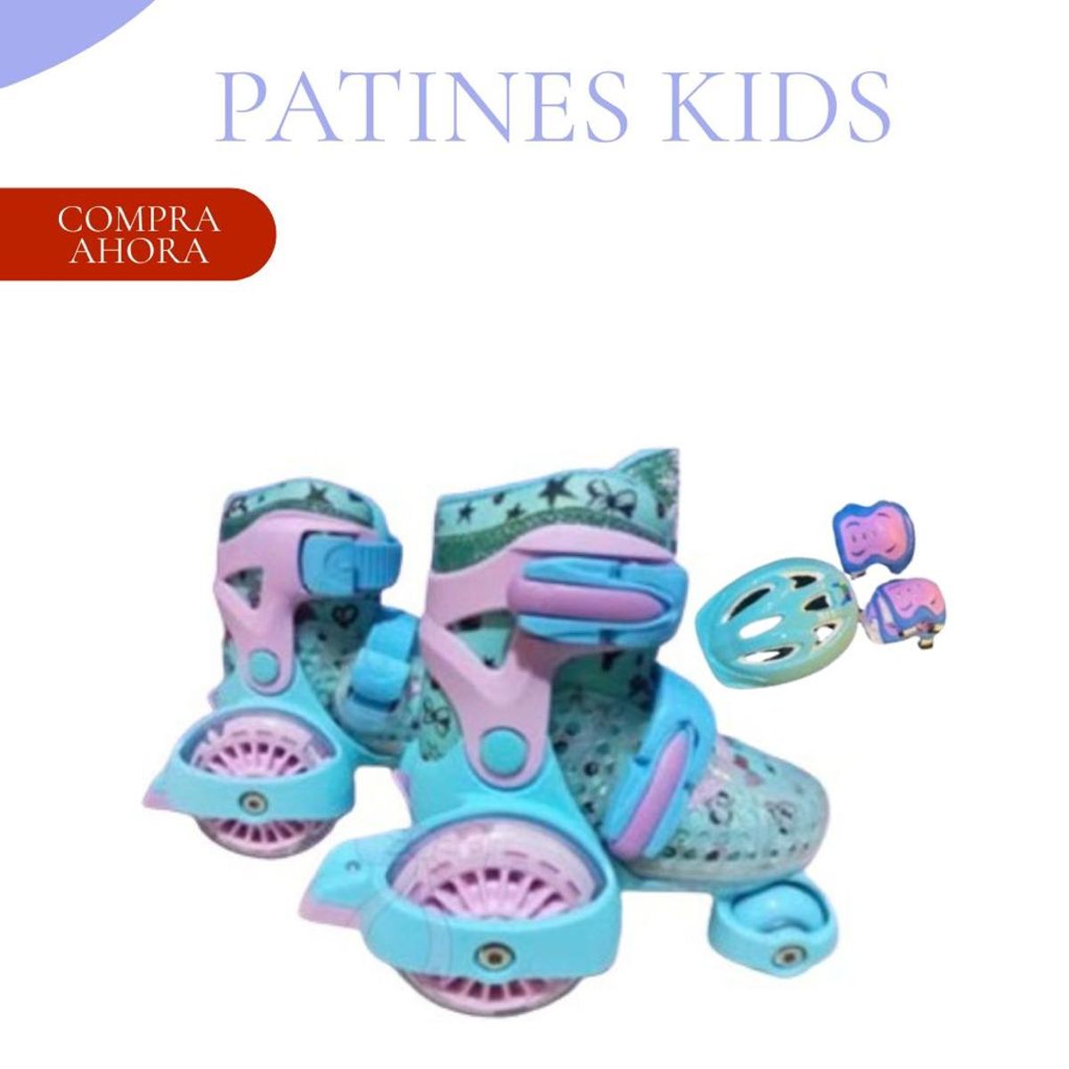 GENERICO - PATINES CON LUCES EN LAS LLANTAS 4 RUEDAS COLOR TURQUESA / S (30-33)