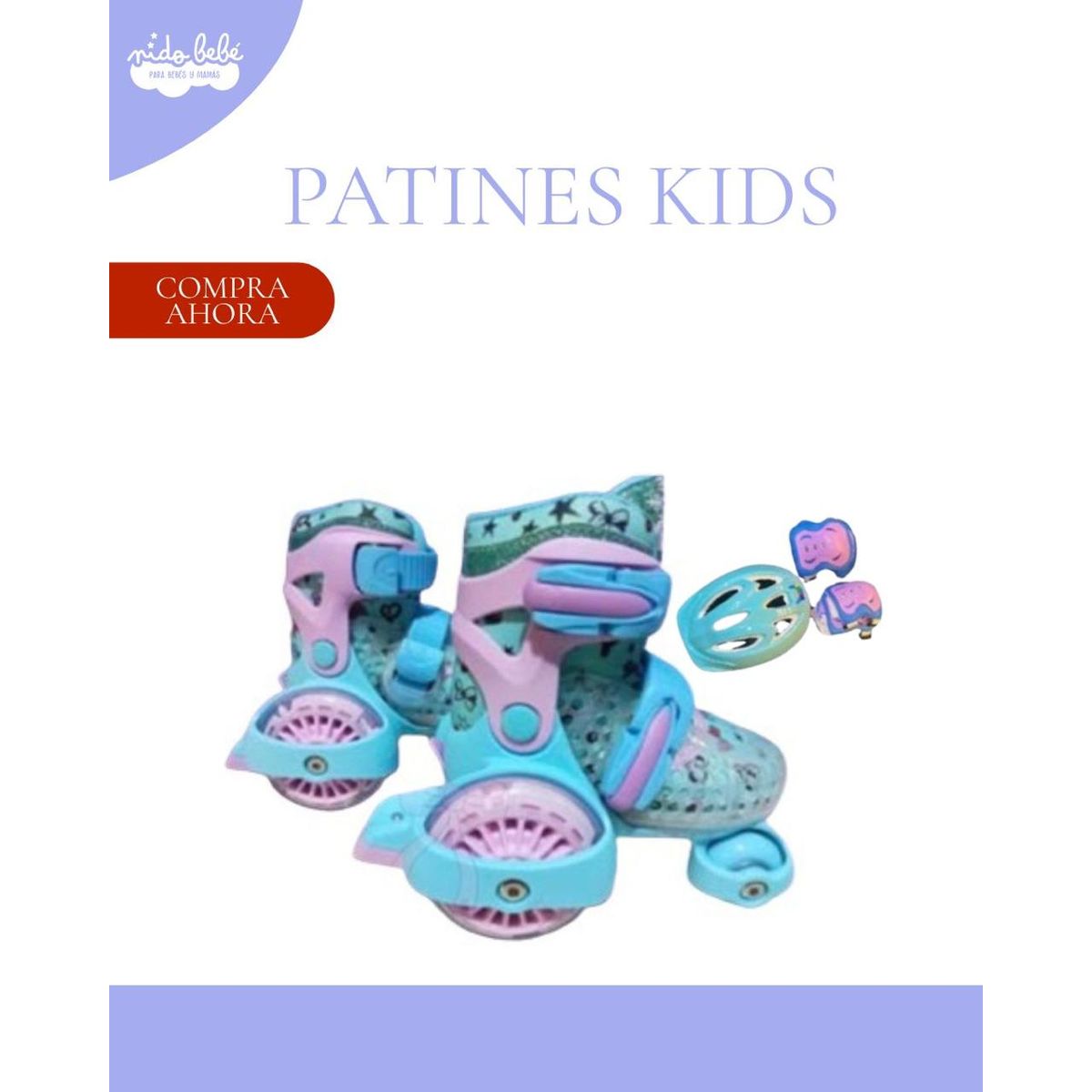 GENERICO - PATINES CON LUCES EN LAS LLANTAS 4 RUEDAS COLOR TURQUESA / S (30-33)