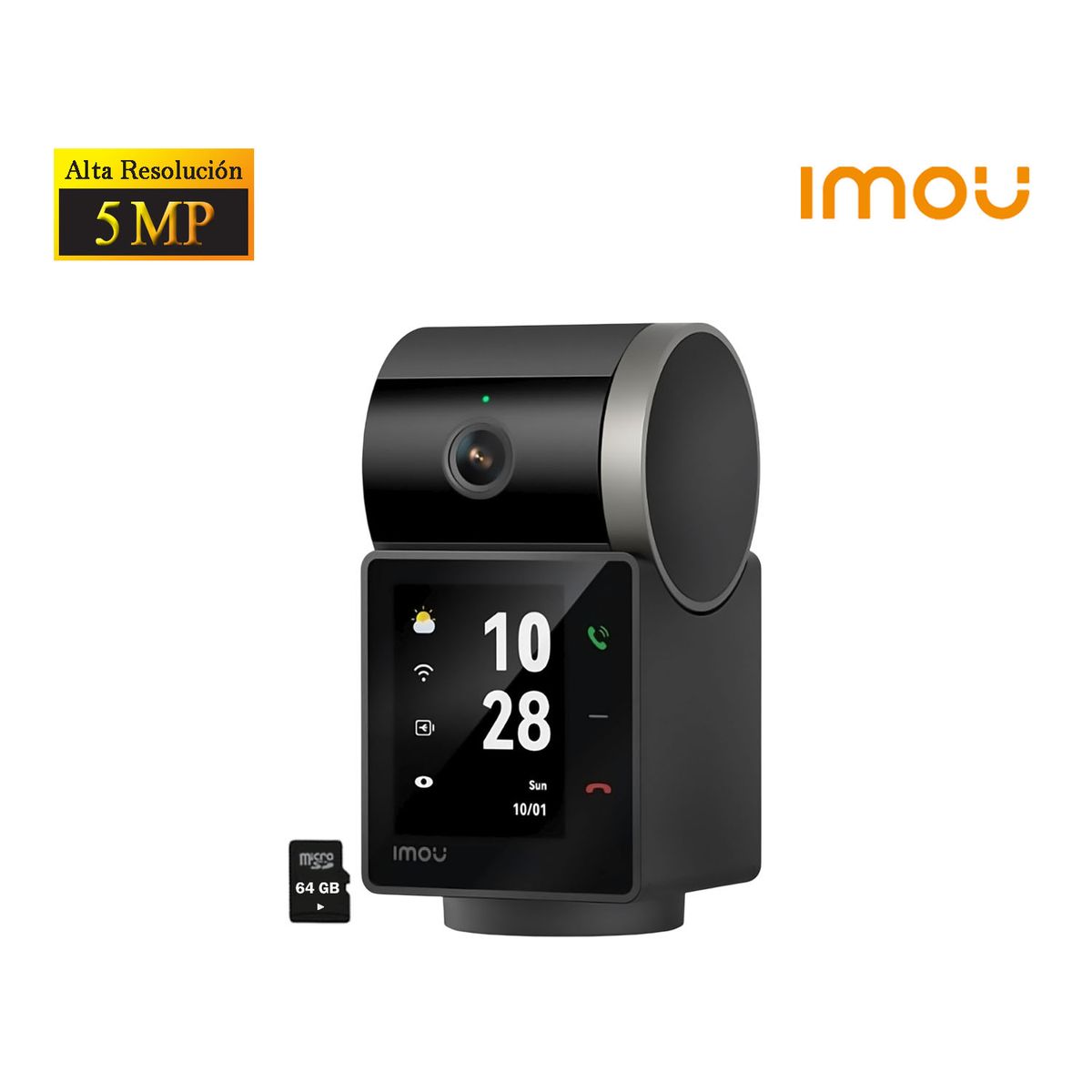 IMOU - Cámara Seguridad Imou Rex VT 5MP 3K Panorámica Detección Humana Mascota Pantalla Videollamada 64GB