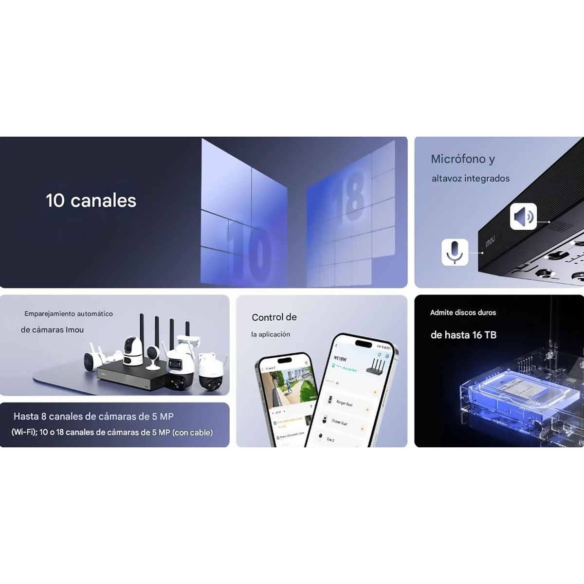 IMOU - Grabador NVR Imou N110W 10 Canales Wifi Conversación Bidireccional 4K HDMI Compatibilidad ONVIF