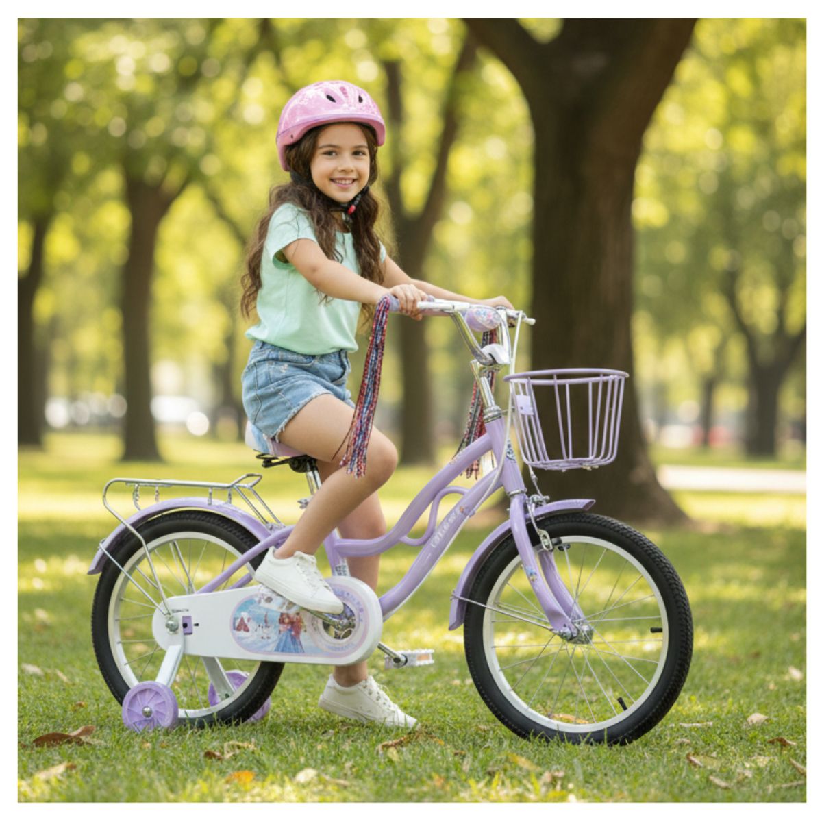 GENERICO - Bicicleta para Niños y Niñas Aro 16 con Canasta a Pedales Aprendizaje