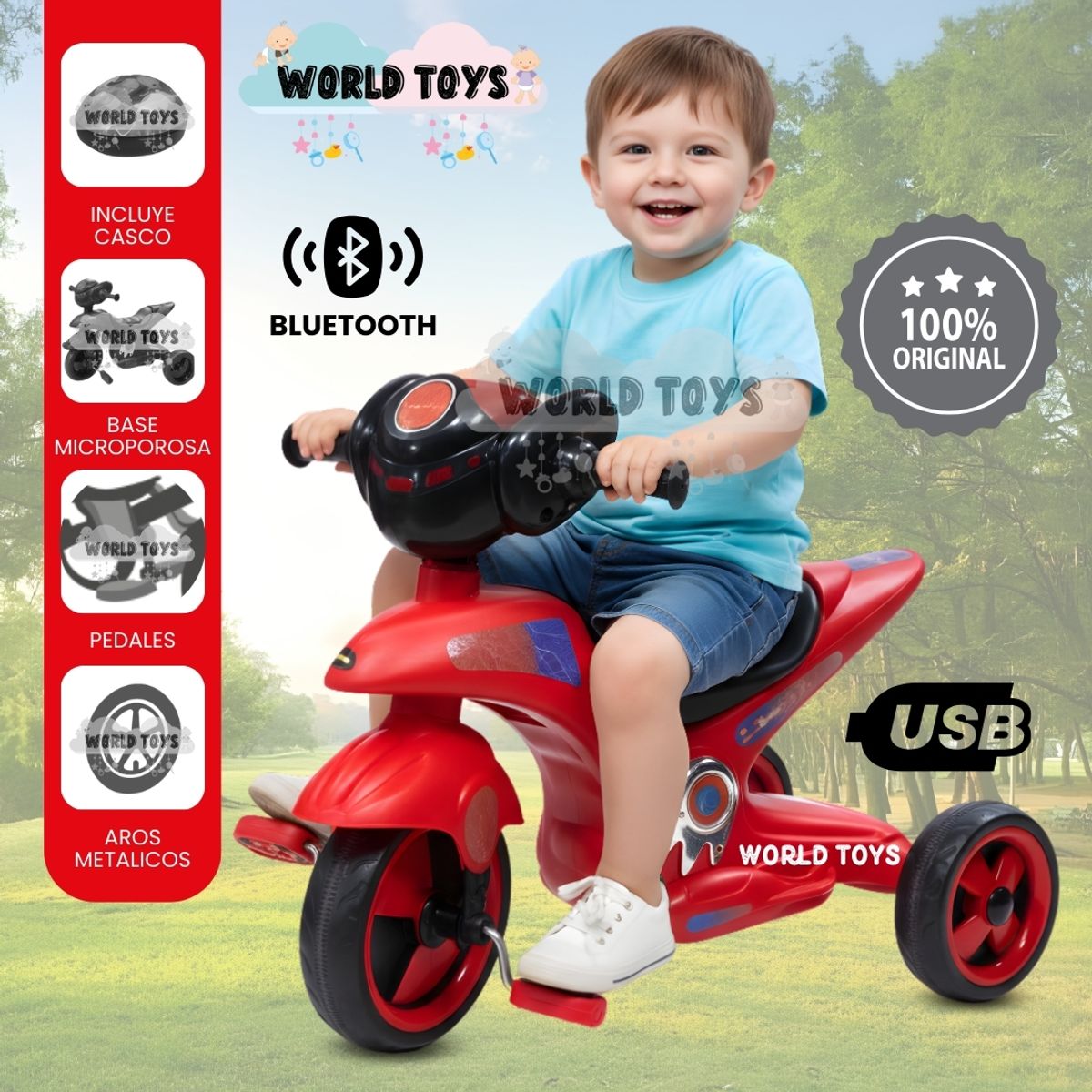 BABY - Trimoto a Pedal para Niños «SERVANN II» con Bluetooth Red