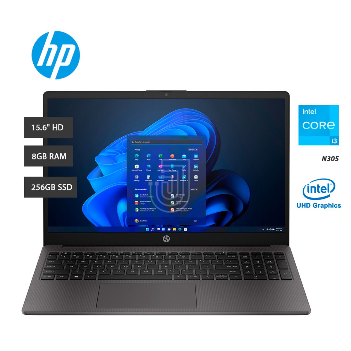 HP - Laptop HP 250 G10 INTEL CORE i3N305, 8GB, SSD256, 15.6″HD