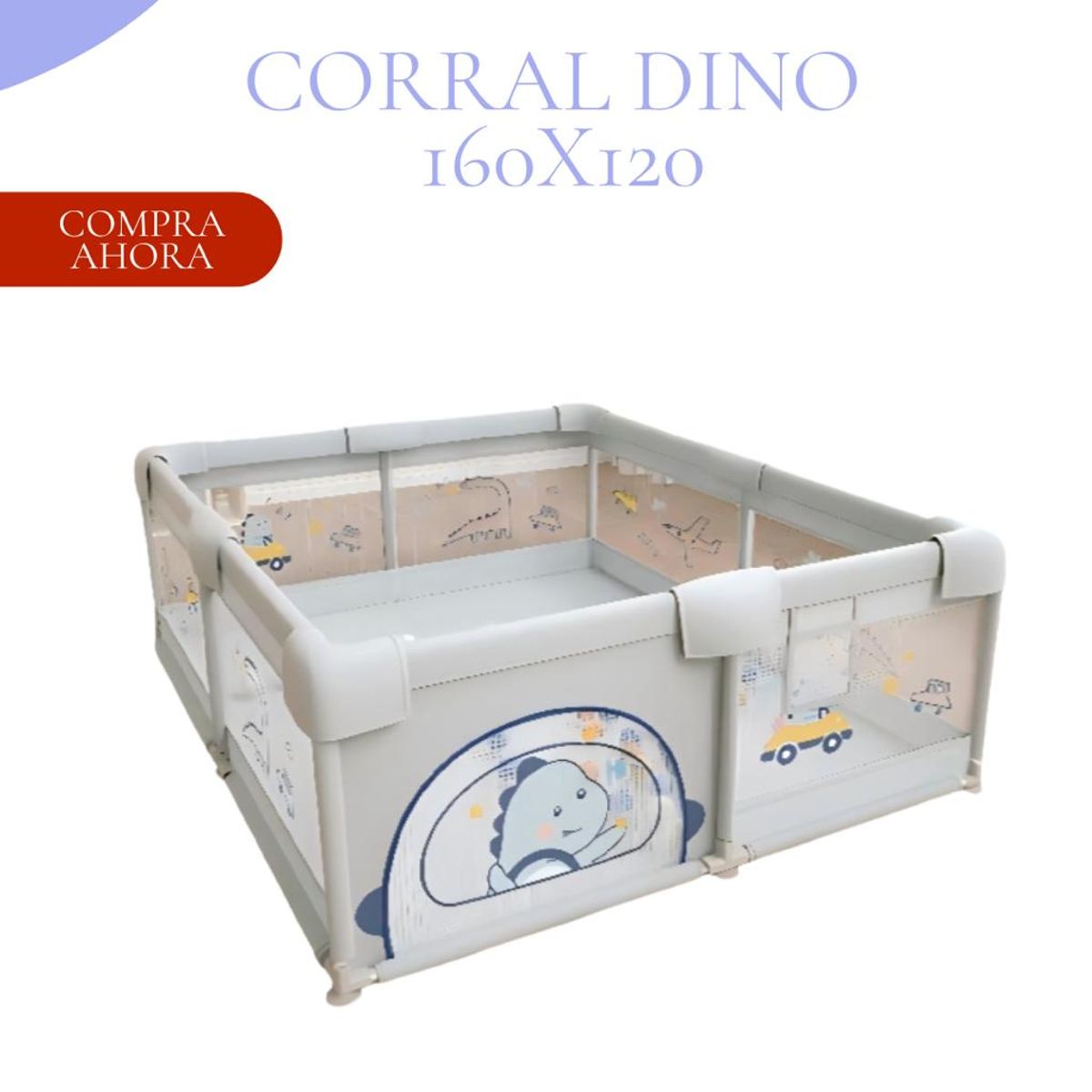 Corral infantil para bebé 160x120cm - MODELO DINO PLOMO, marca GENERICO - Foto Principal