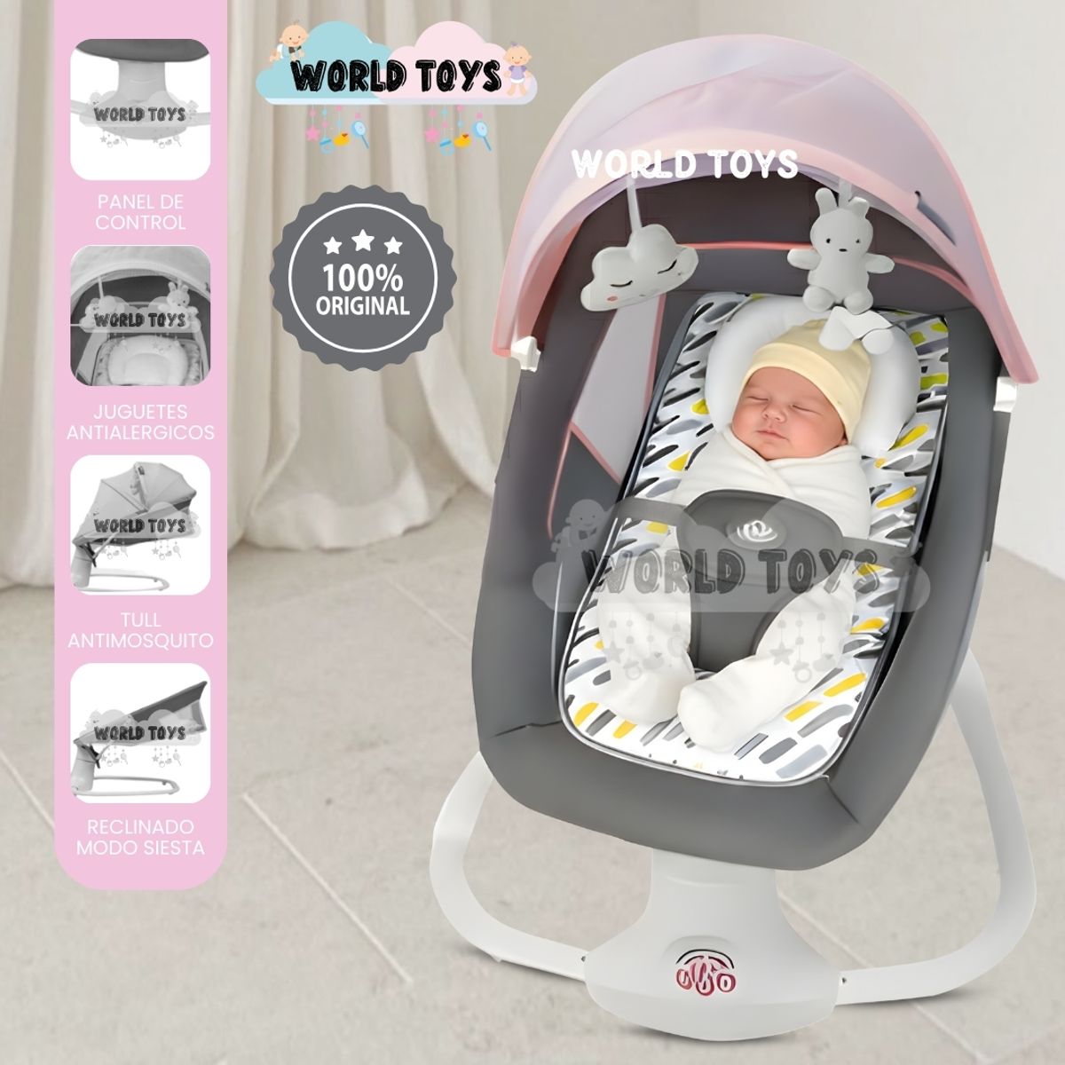 Baby - Mecedora Plegable Eléctrica para Bebés «DOLLY III» Pink