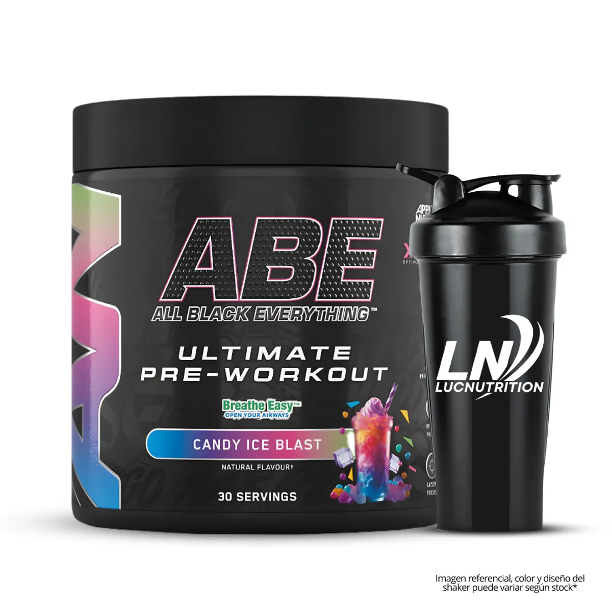 APPLIED NUTRITION - Pre-entreno ABE 30 servicios / Pre-entreno ABE Applied Nutrition - Candy Ice Blast + Shaker