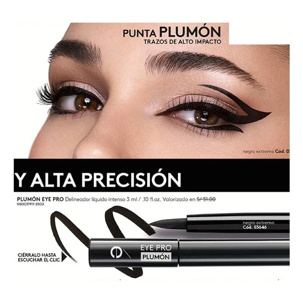 Esika - 2 Delineador liquido punta plumón ésika negro a prueba de agua eye pro