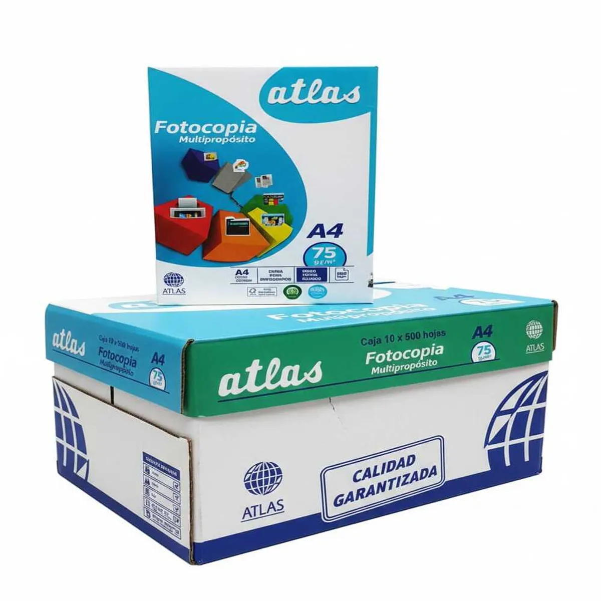 GENERICO - Caja Papel Bond Atlas A4 75gr X 10 Paquetes De 500 Hojas