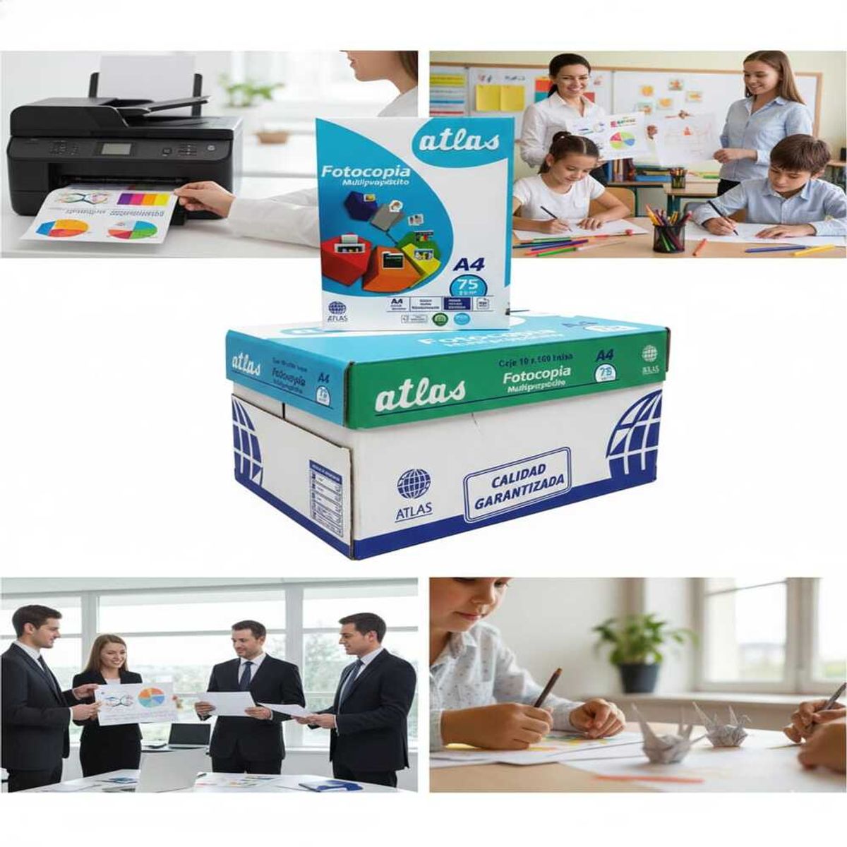 GENERICO - Caja Papel Bond Atlas A4 75gr X 10 Paquetes De 500 Hojas