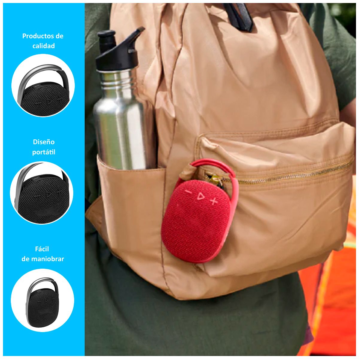 GENERICO - Parlante bluetooth portátil clip 5 azul