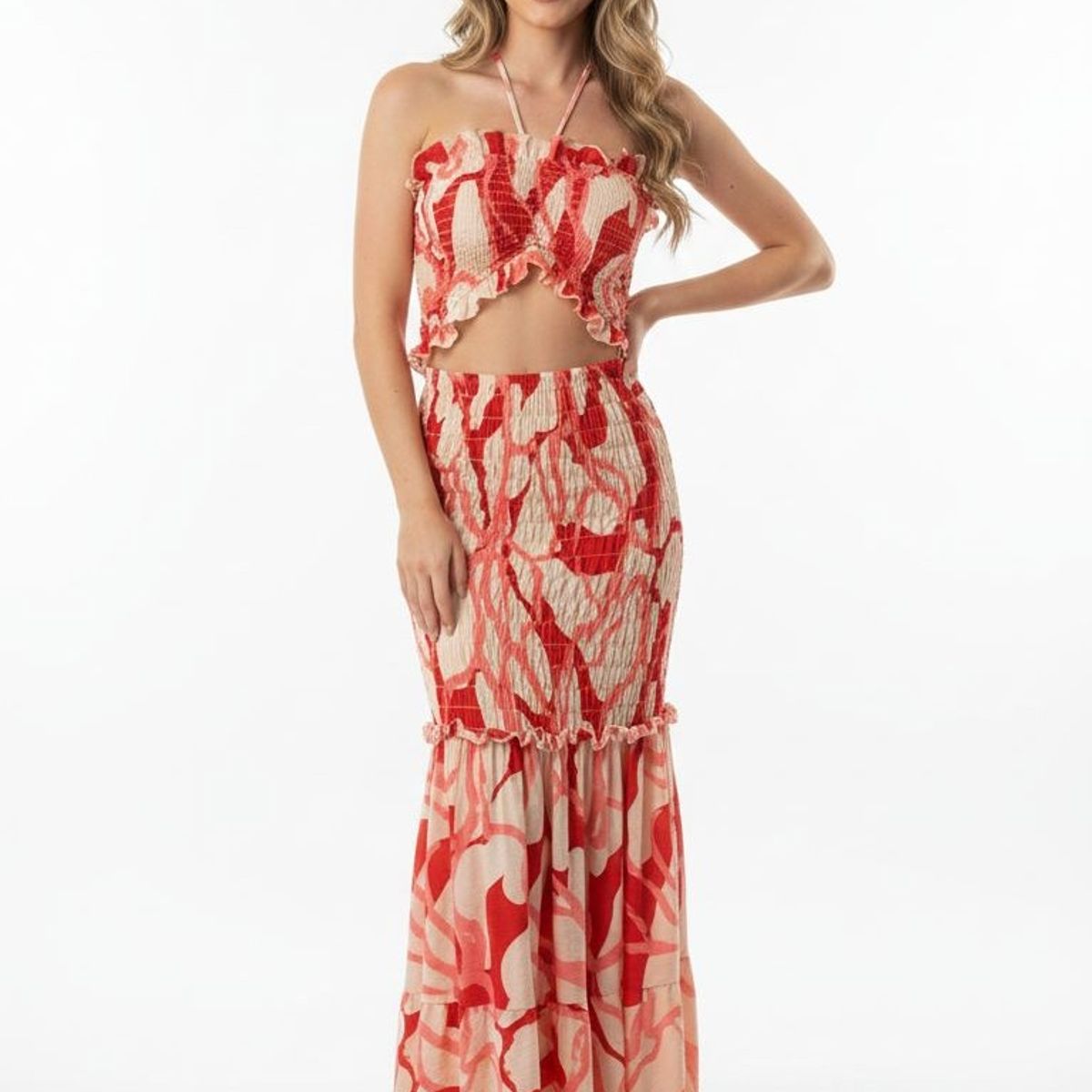 KAFA - VESTIDO LARGO  KEYLA ROJO