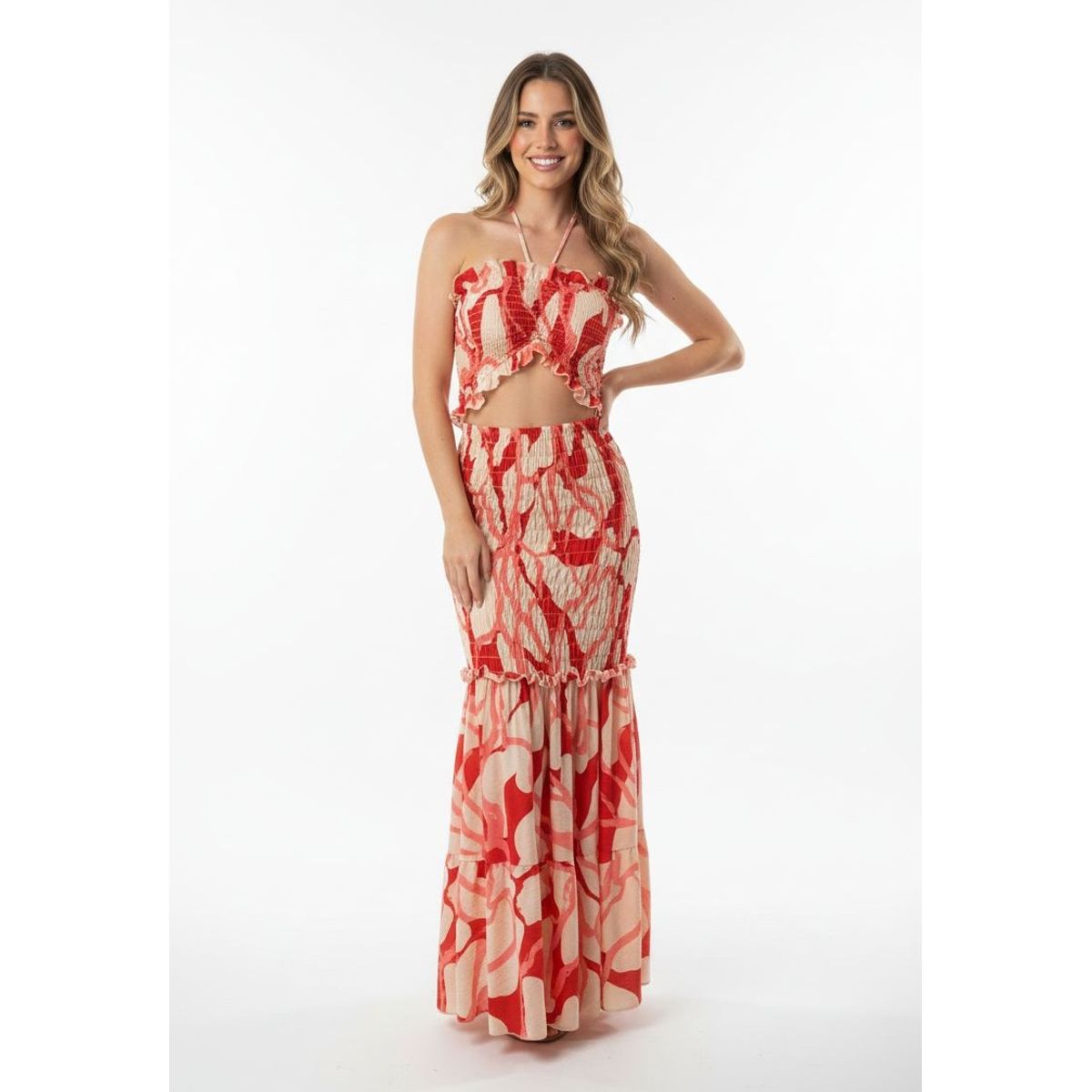 KAFA - VESTIDO LARGO  KEYLA ROJO